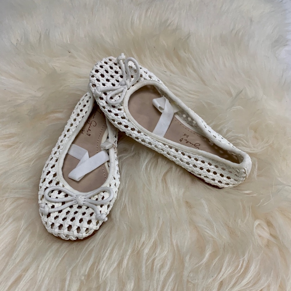 New! Zara Kids White Open Weave Mary Jane Flats